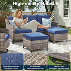 Outdoor Patio Furniture Set-6 Piece High Back Outdoor Furniture Set Sectional - Image 3