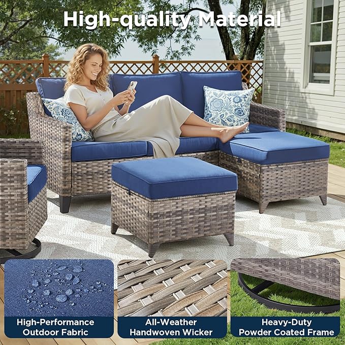 Outdoor Patio Furniture Set-7 Pieces All-Weather Wicker Outdoor Furniture - Image 3