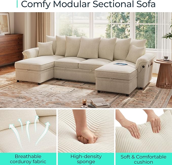 LINSY HOME Oversized Sectional Sleeper Sofa - Image 4