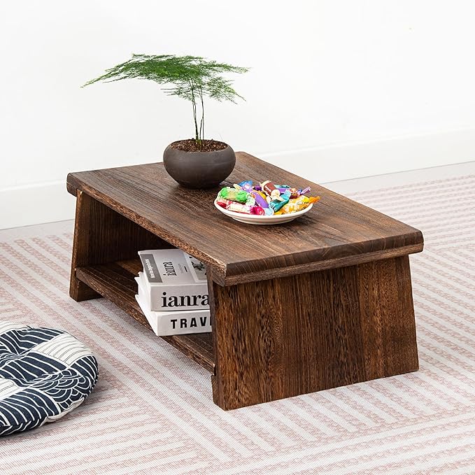 Japanese Altar Table, Vintage Black Minimalist Low Coffee Table, Foldable - Image 6