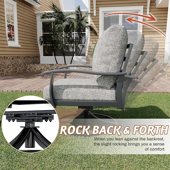 HOMREST Outdoor Furniture Thickened Cushion 360 Degree Swivel Rocking Patio - Image 3