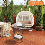 Cinnvoice Outdoor Side Table Round Small Mosaic Patio Accent Indoor End Plant - Image 4
