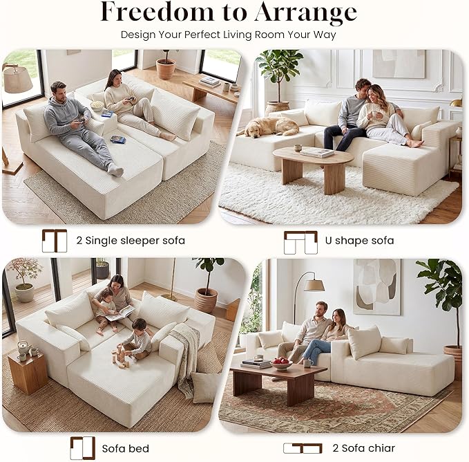 106" Cloud Sectional Boneless Couches - Image 3