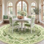 RELEANY Area Rugs Round 10ft Washable Non-Slip, Floral Vintage Distress Print - Image 3