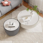 Round Marble Coffee Table Set of 2, 2 Piece White Coffee Table and End Table - Image 4