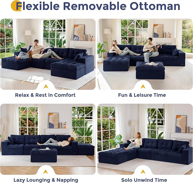 MAXYOYO 132" U Shaped Modular Sectional Sofa - Image 5