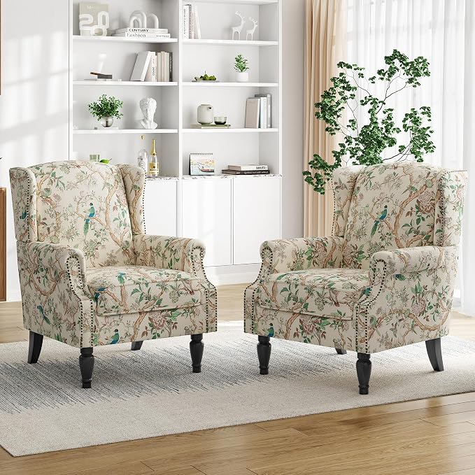 Pia Ricco High Back Floral Accent Chair - Image 6