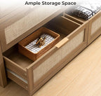 SICOTAS 7 Drawer Dressers for Bedroom Set 2, Long Rattan Dresser, Dresser TV - Image 6