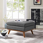 Modway Engage Mid-Century Modern Upholstered Fabric Ottoman in Gray - Image 2