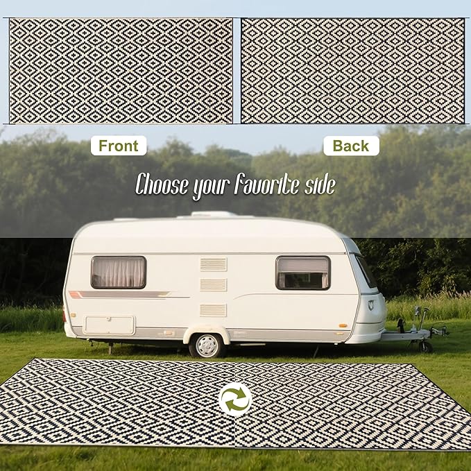 SAND MINE Reversible Mats, Plastic Straw Rug, Modern Area Rug, Large Floor Mat - Image 3