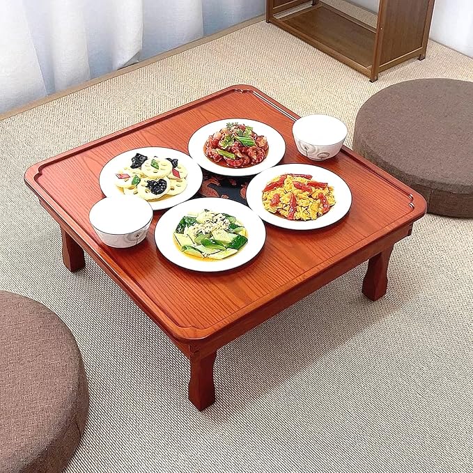 Low Folding Coffee Table, Japanese Style Solid Wood Floor Table - Image 5