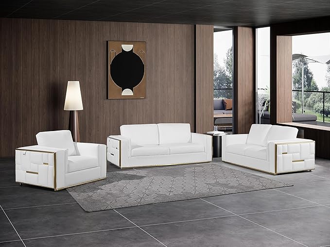 Blackjack Furniture Catania Modern Top Grain Italian Leather Sofa Set - Image 12
