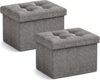 Ornavo Home Small Storage Ottoman, Foldable Collapsible Rectangle Linen Ottoman by OrnavoHome