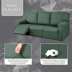 ULTICOR 8-Pieces Recliner Sofa Covers, Yarn Dyed Stretch Reclining Couch Covers - Image 3