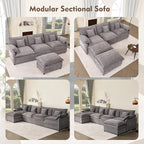 GOSUHI 142.5" U Shaped Couch, Modular Sectional Sofa, 3-Seater Comfy Cloud Couch - Image 8
