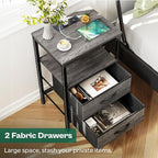Huuger Nightstand with Charging Station, Fabric Drawers, End Table with Open - Image 5