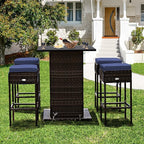 Tangkula 5 Piece Outdoor Rattan Bar Set, Patio Bar Furniture - Image 3