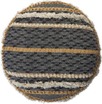 LR Home Black/Tan Coastal Striped Hand-Woven Cotton Ottoman Pouf - Image 5