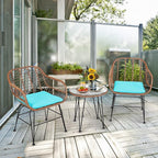 Tangkula 3 Pieces Patio Conversation Bistro Set, Outdoor Wicker Furniture - Image 2