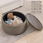 29.5 Inch Round Storage Ottoman Coffee Table, Modern Circle Coffee Table - Image 4