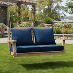 Summsun Outdoor Chair Cushions, Faux Linen Backrest and Deep Seat Cushion Set - Image 2