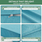 Summsun Faux Linen Outdoor Chair Cushions, Water Resistant Backrest and Deep - Image 5
