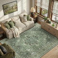 RELEANY Area Rugs 6'x8' Washable Non-Slip, Floral Vintage Distress Print by RELEANY