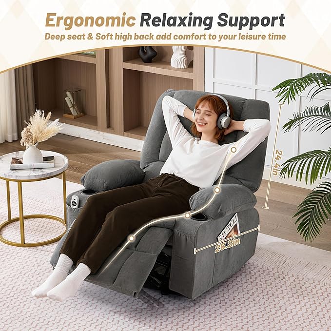 Rocker Recliner Chair with Massage and Heat, Nursery Rocking Chairs - Image 5