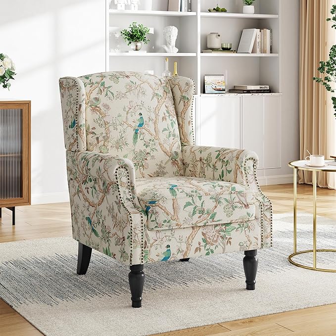 Pia Ricco High Back Floral Accent Chair by PiaRicco