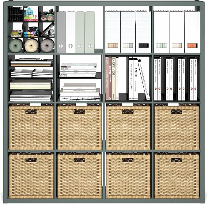 Furinno Cubicle Book Shelf, 16-Cube Bookshelf, Extra Thick Frame Reversible - Image 6