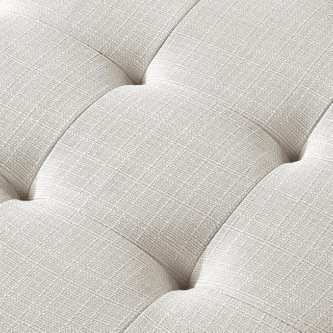 24KF Large Rectangular Upholstered Tufted Linen Ottoman Bench, Padded Bench - Image 8