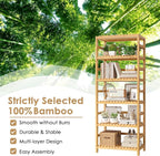 FOTOSOK 6-Tier Bamboo Shelf, Bamboo Bookcase - Image 7