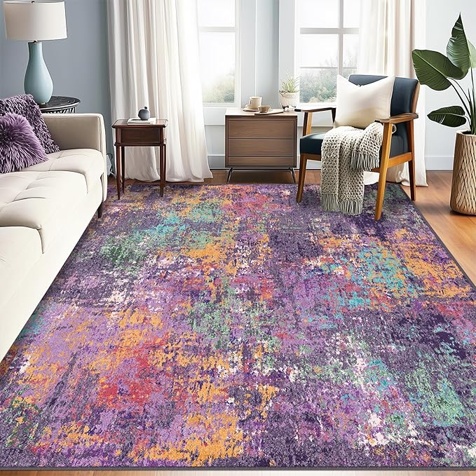 RELEANY Washable Area Rugs 7'x9' Non-Slip Modern Abstract Soft by RELEANY