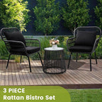 wildformers 3 Pieces Rattan Wicker Bistro Set, Outdoor Conversation Set - Image 2