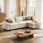 LINSY HOME 123" Modular L-Shaped Sectional Sofa, 3-Seat Corduroy Modern Cloud by LINSYHOME
