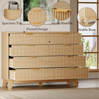 BORNOON Fluted 8 Drawer Tall Dresser, 47.2" Wide Modern Boho Chest of Drawers - Image 5