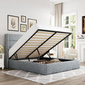 Allewie Full Size Lift Up Storage Bed, Modern Wingback Headboard, Hydraulic by Allewie