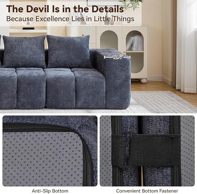 119" Oversized 3 Seater Boneless Couch, Comfy Cloud Modular Sectional Sofa - Image 3