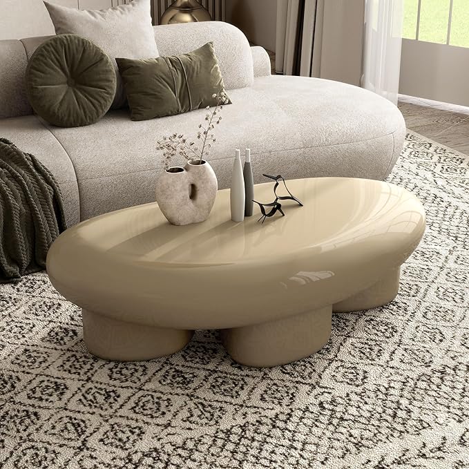24/7 Shop at Home Kavren Modern 37-inch Oval Glossy Low Profile Coffee Table - Image 3