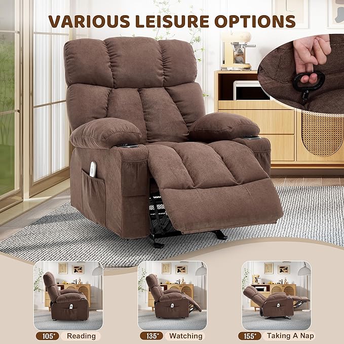 Massage Rocking Recliner Chair, Ergonomic Recliners Sofa - Image 5