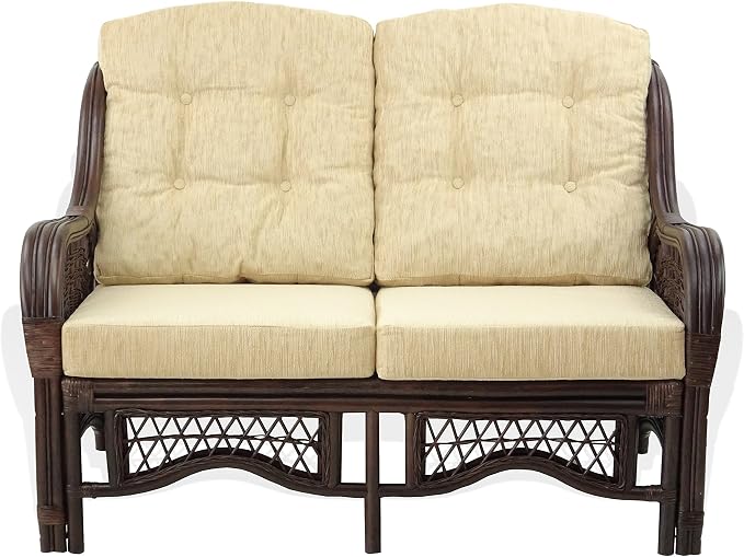 Malibu Lounge Loveseat Sofa Natural Rattan Wicker Handmade Design - Image 3