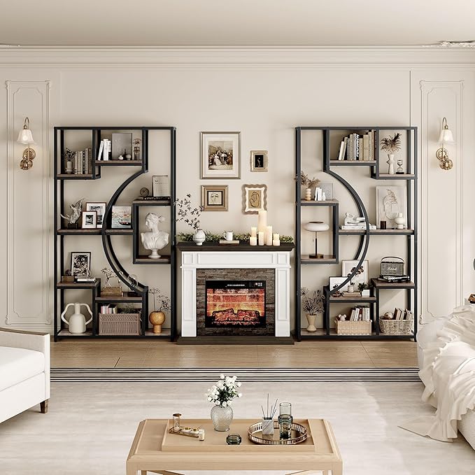 HolliWill 70.8" Tall Bookshelf Set of 2, Etagere Bookcase - Image 3