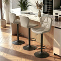 Nalupatio Modern Bar Stools Set of 3, Adjustable Faux Leather Upholstered by Nalupatio