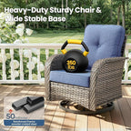 Weaxty 7 Pieces Patio Furniture Set, Wicker Outdoor Swivel Rocking Chairs - Image 6
