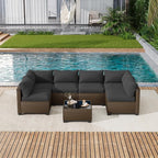 LOUVIXA 7 Piece Outdoor Patio Furniture Set, Outdoor Sectional Sofa, Wicker - Image 8