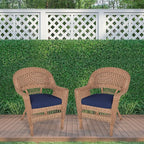 Jeco Wicker Chair with Blue Cushion, Honey/W00205- - Image 8