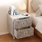SUNBURY Nightstand w 2 Drawers, End Table Living Room Small Side Table - Image 2