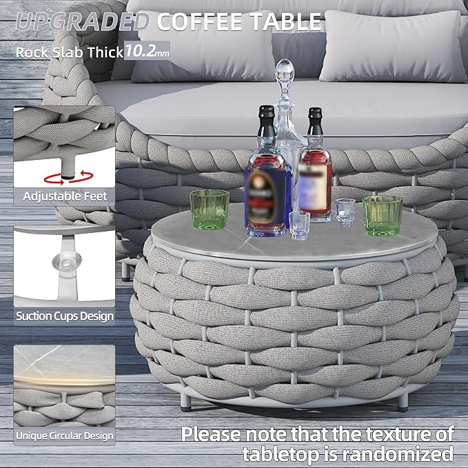 TWT 6-Piece Aluminum Patio Furniture Set, Modern Outdoor Conversation Set - Image 9