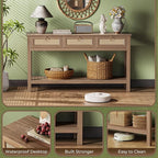 SUPERJARE Rattan Console Sofa Table - Image 8