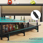 L-Shaped Home Bar Unit with Wine Glasses Holder and LED Light, Modern Bar Table - Image 9
